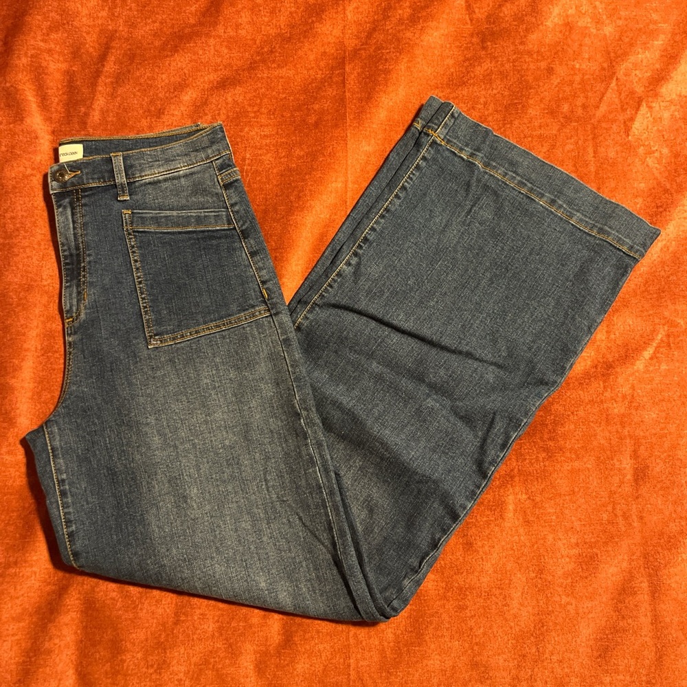 High Rise Flare Denim Blue Jeans by Sneak Peak